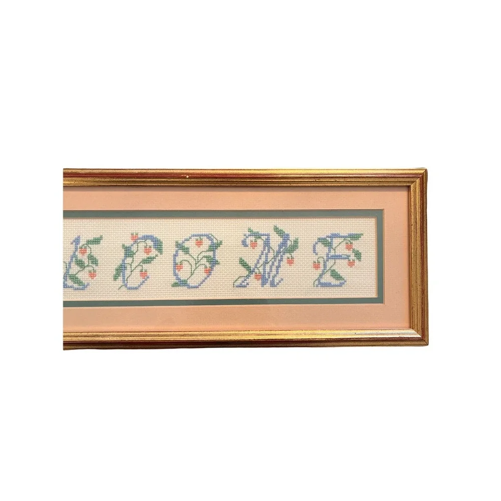 Vintage Embroidered Wall Art‎ Gold Framed 19